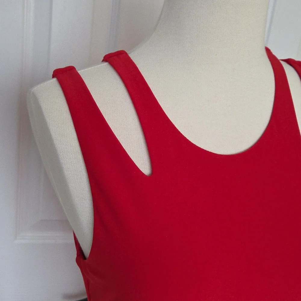 JOSEPH RIBKOFF DOUBLE STRAP RED SLEEVELESS TANK TUNIC TOP  8 - Picture 2 of 4
